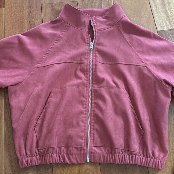 ROMWE Raspberry Cropped Bomber Zip Up Jacker Size S - Picture 2 of 9